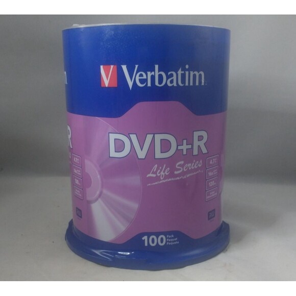 “NEW” Sealed Verbatim DVD+R 100 Pack 4.7GB 16X Speed 120 mins. (Verbatim #96575) - Picture 8 of 8